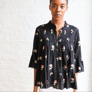 Ulla Johnson “Charlotte” black floral blouse